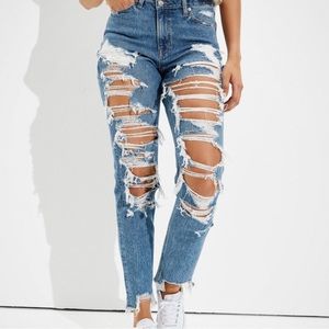 AE Stretch Ripped Highest Waist Mom jean